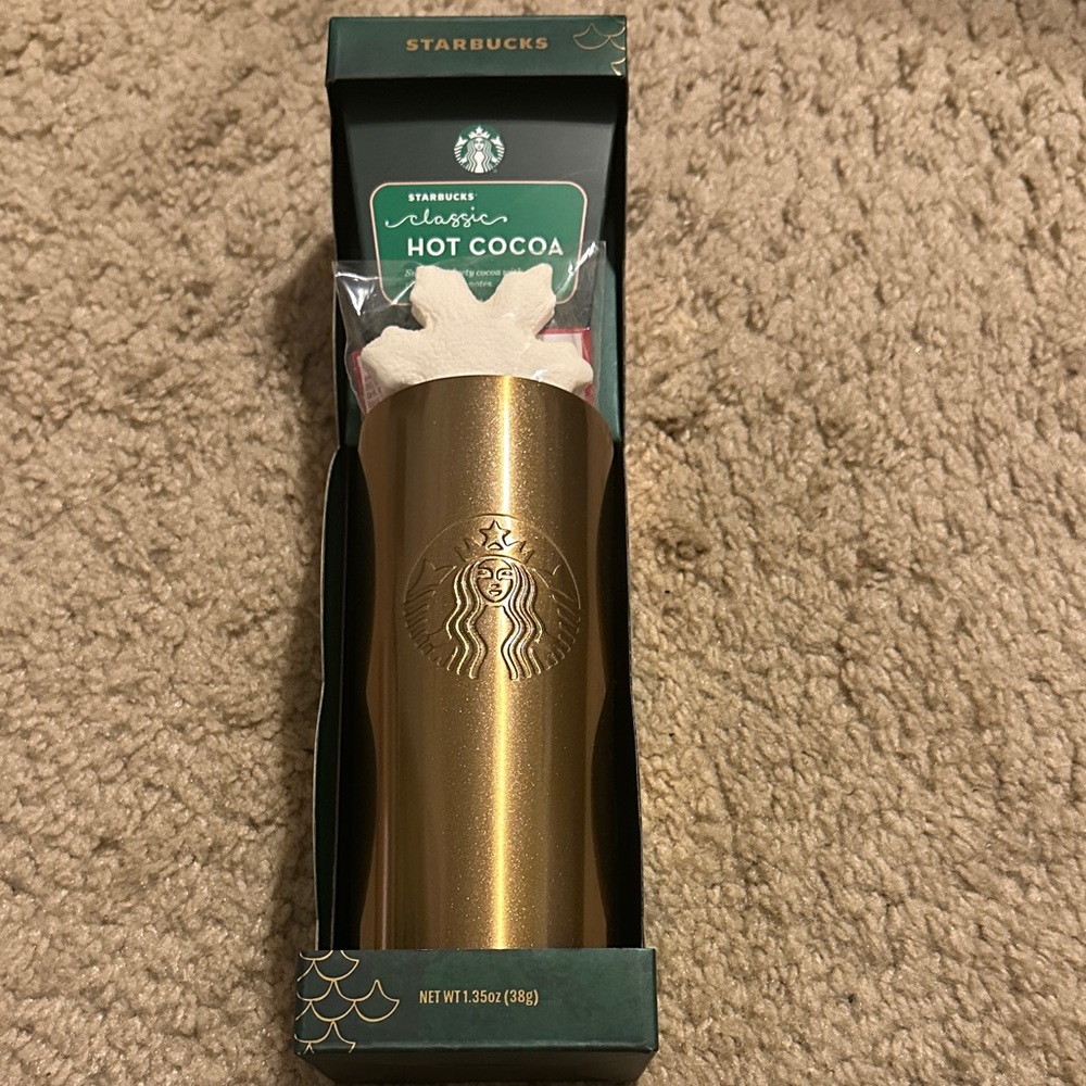 Starbucks Gold Tumbler with Classic Cocoa